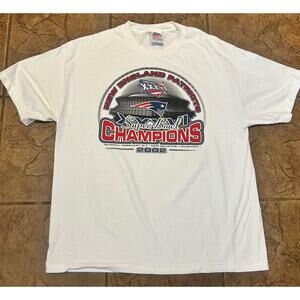 Vintage New England Patriots Super Bowl XXXVI Champions Roster Tee 2002 XL